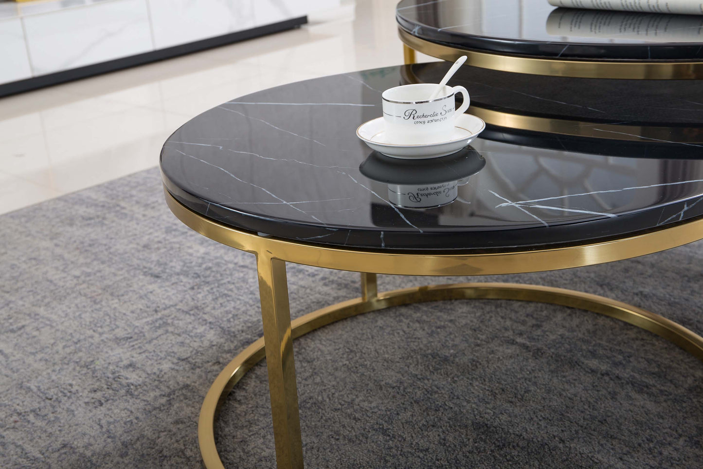 CT1033 2-Piece Marble Coffee Table Set