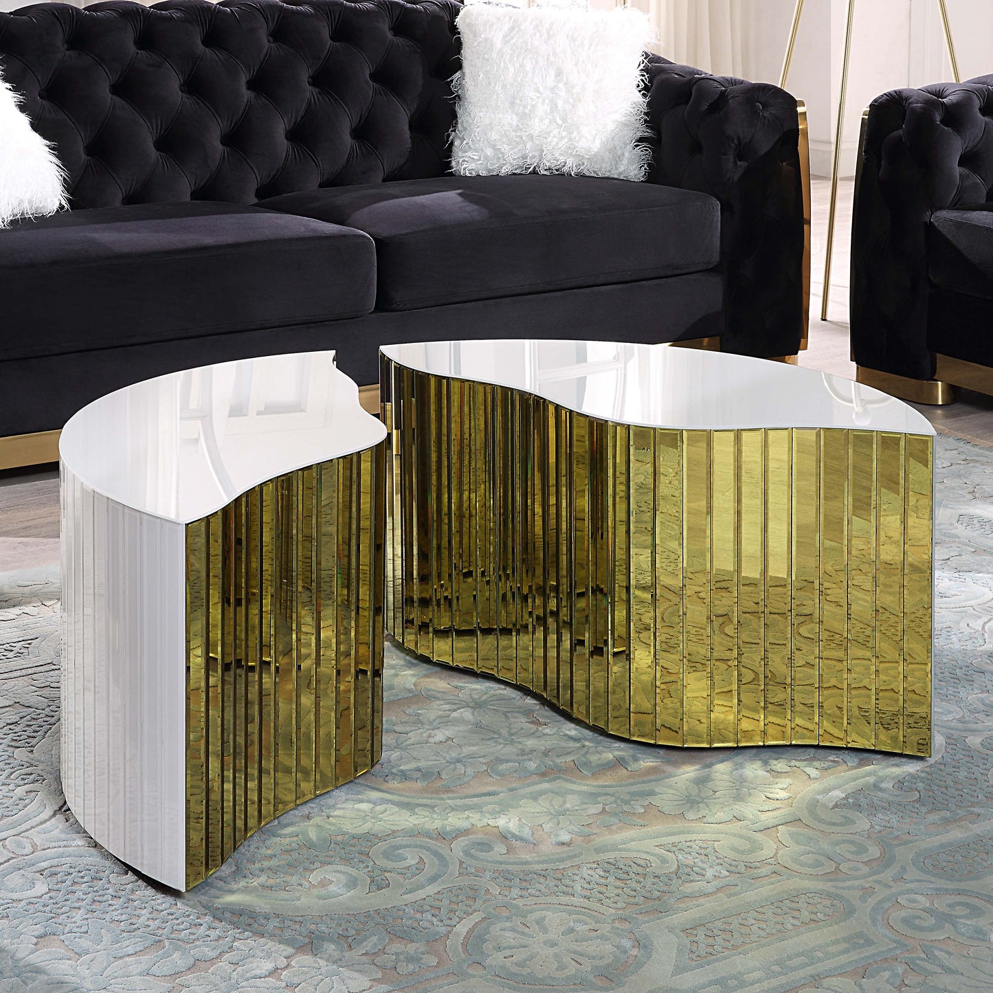 CT1038W Elegant White & Gold Coffee Table