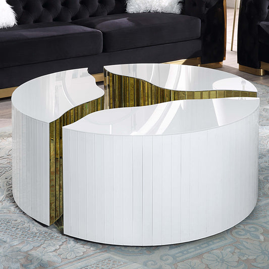 CT1038W Elegant White & Gold Coffee Table