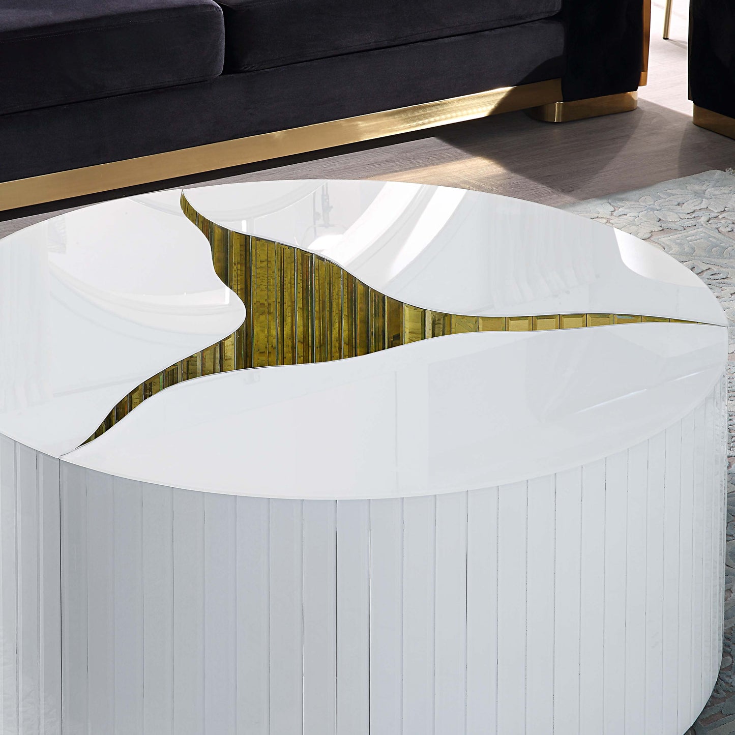 CT1038W Elegant White & Gold Coffee Table