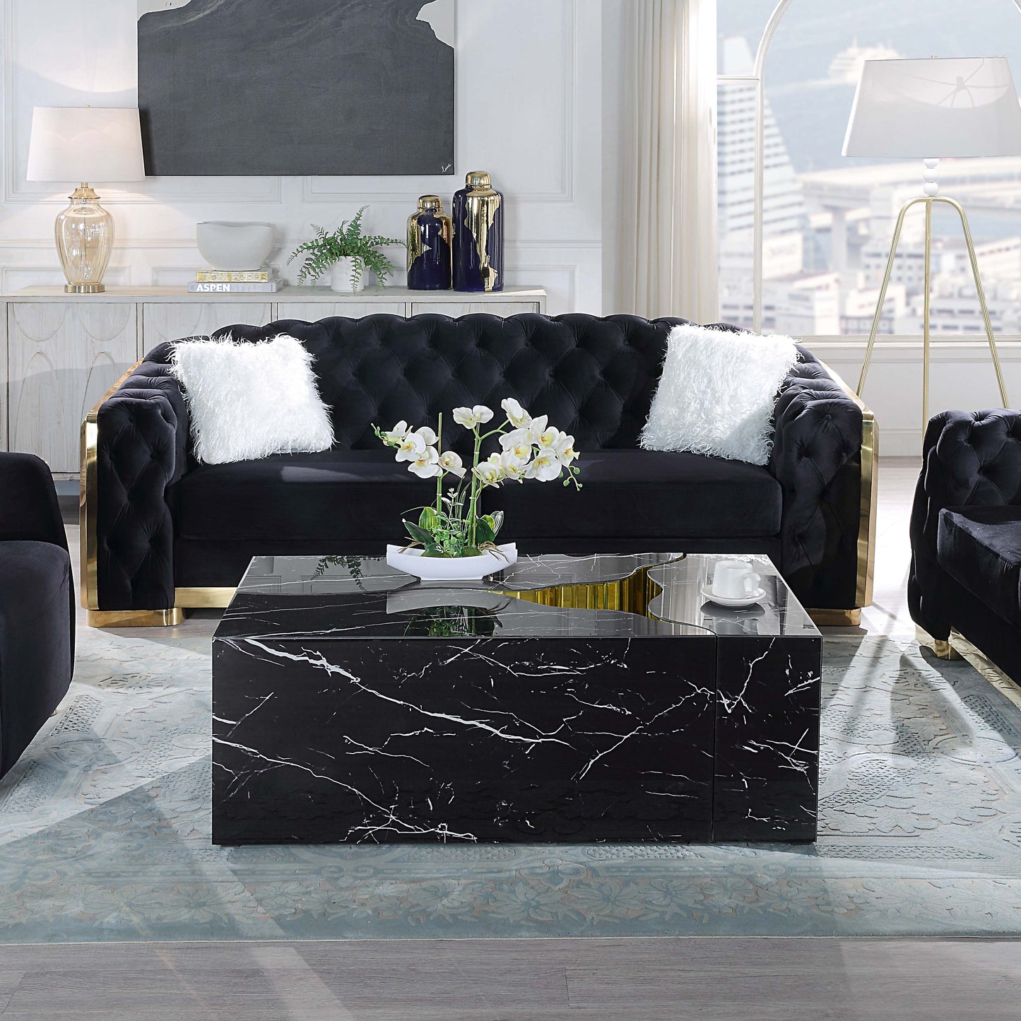 CT1040 Elegant Marble-Print Coffee Table