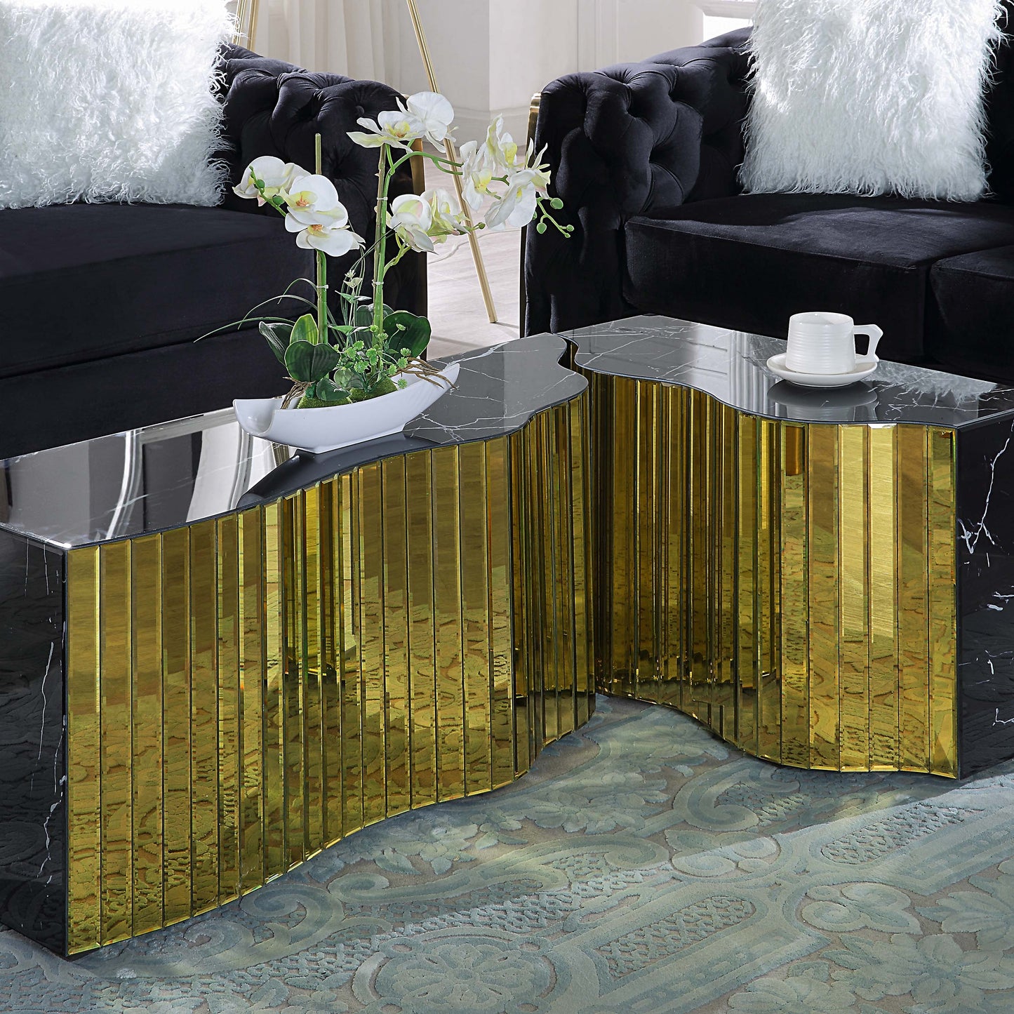 CT1040 Elegant Marble-Print Coffee Table