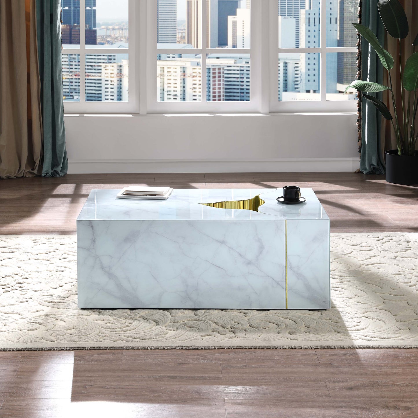 CT1040 Elegant Marble-Print Coffee Table