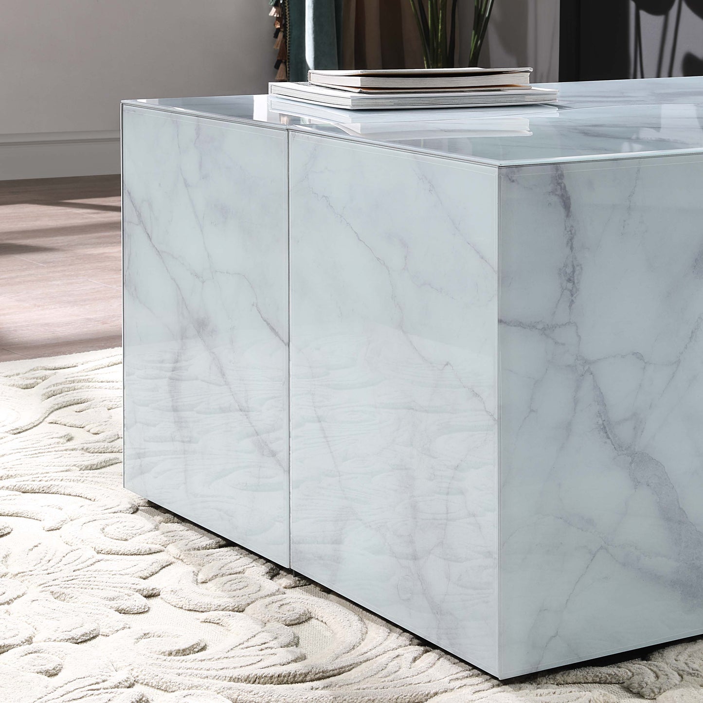 CT1040 Elegant Marble-Print Coffee Table