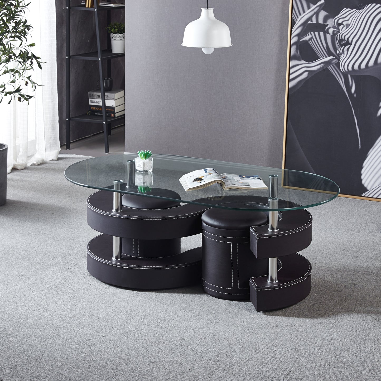 CT255 Oval Coffee Table with 2 Stools