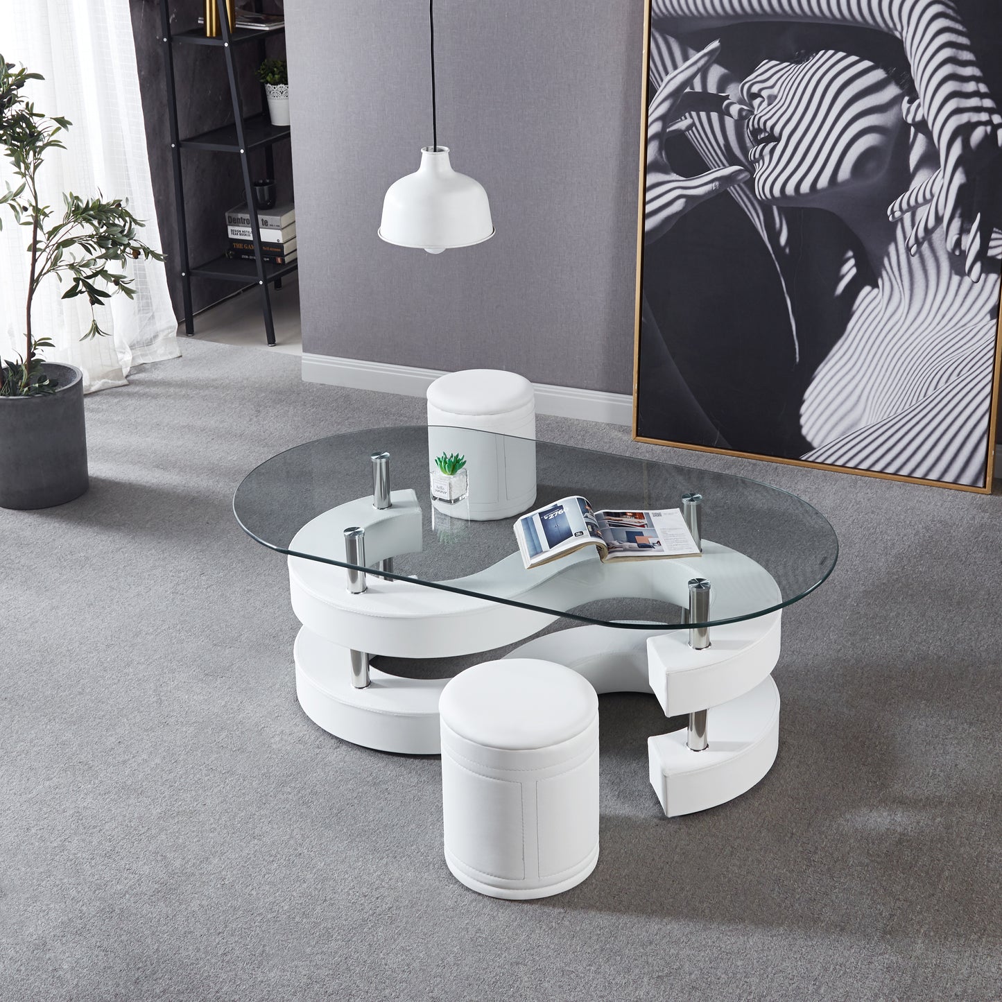 CT255 Oval Coffee Table with 2 Stools