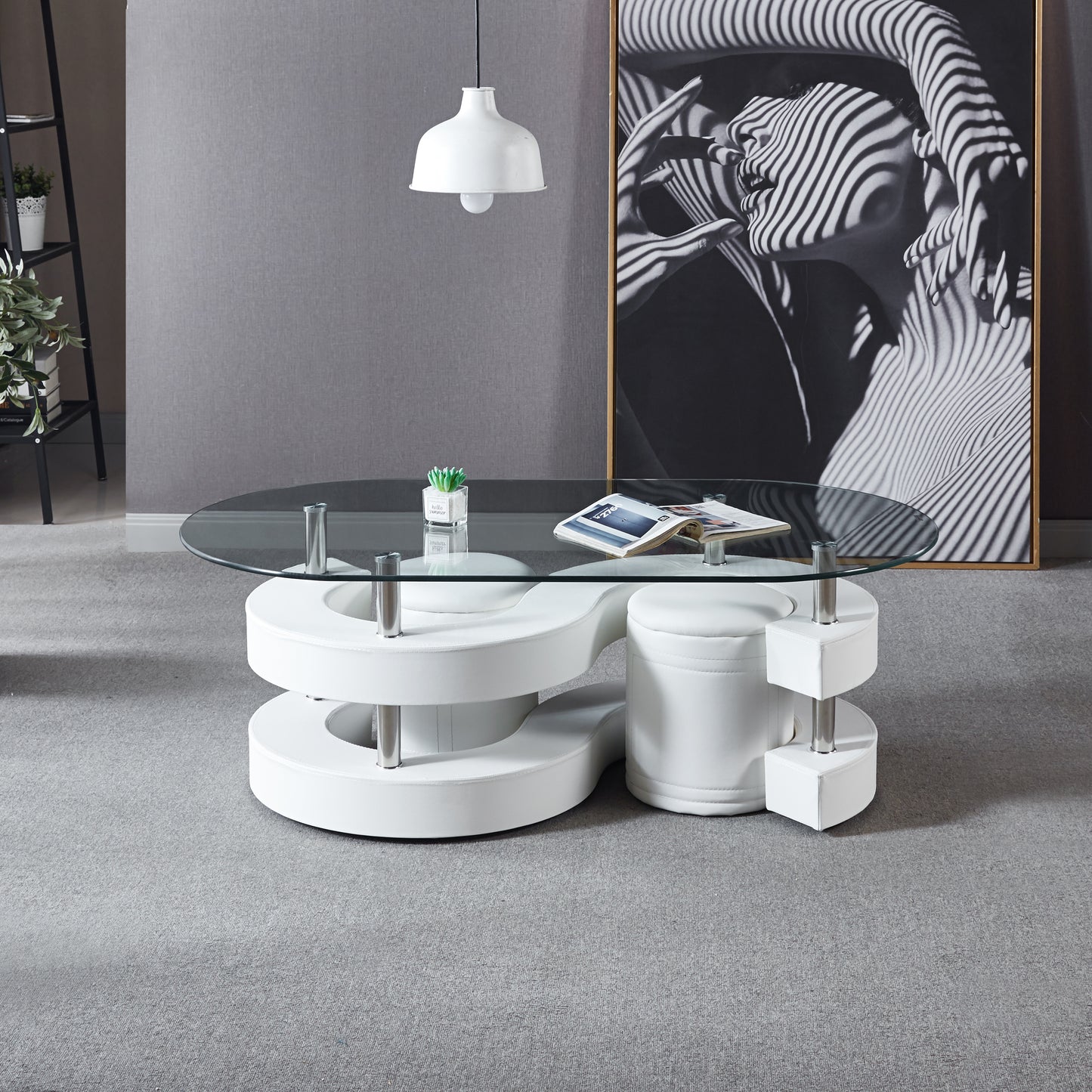 CT255 Oval Coffee Table with 2 Stools