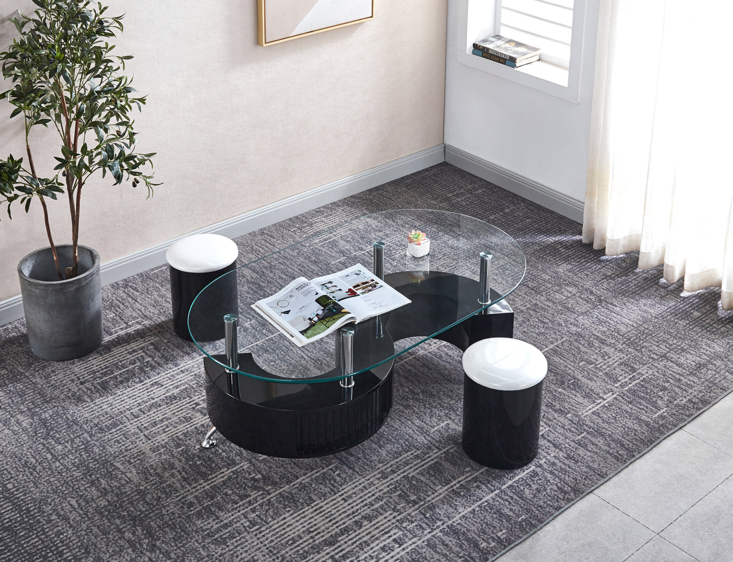 CT282 Oval Coffee Table with 2 Stools