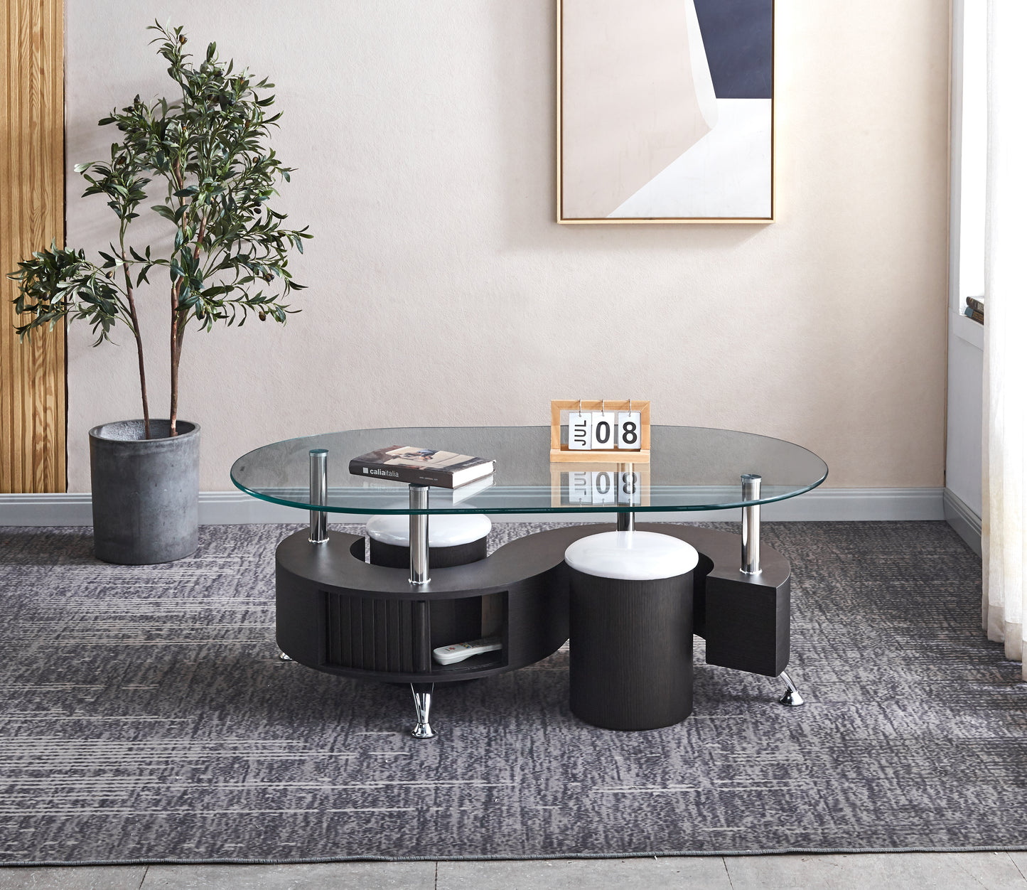 CT282 Oval Coffee Table with 2 Stools