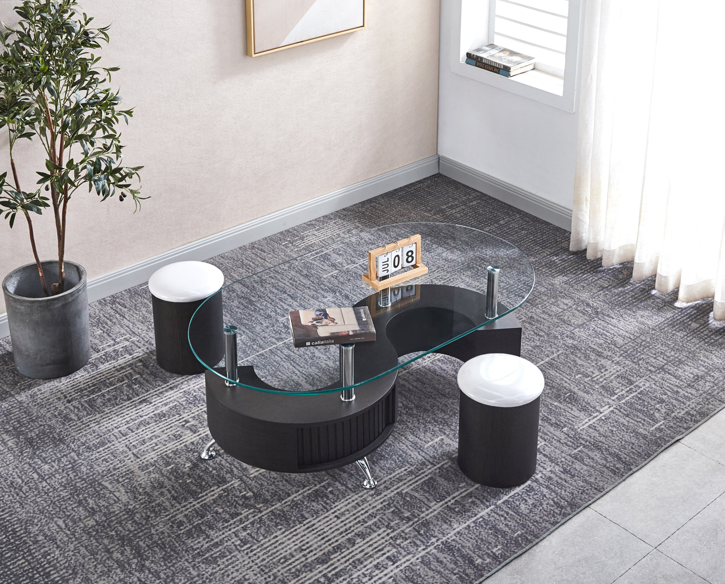 CT282 Oval Coffee Table with 2 Stools