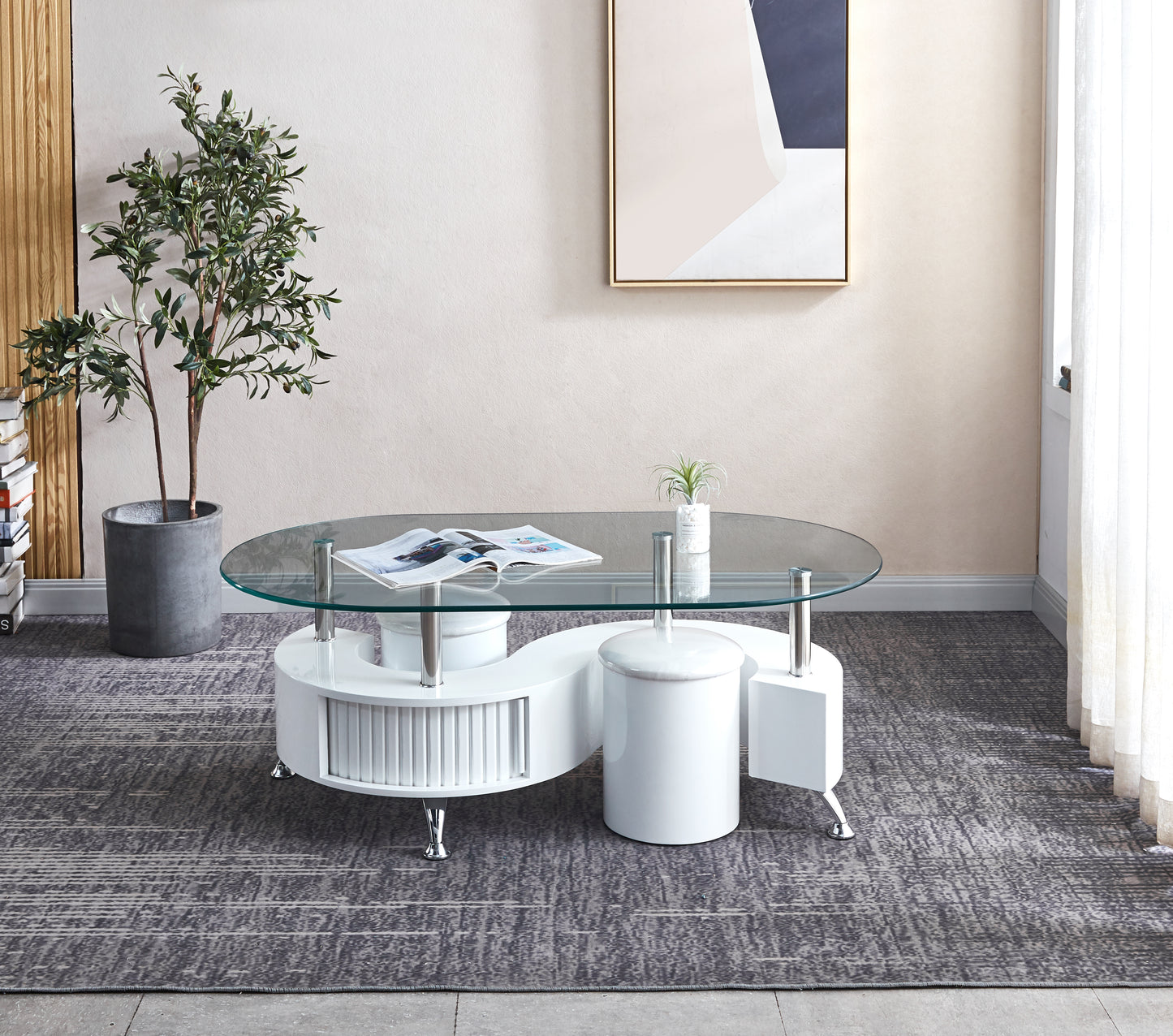 CT282 Oval Coffee Table with 2 Stools