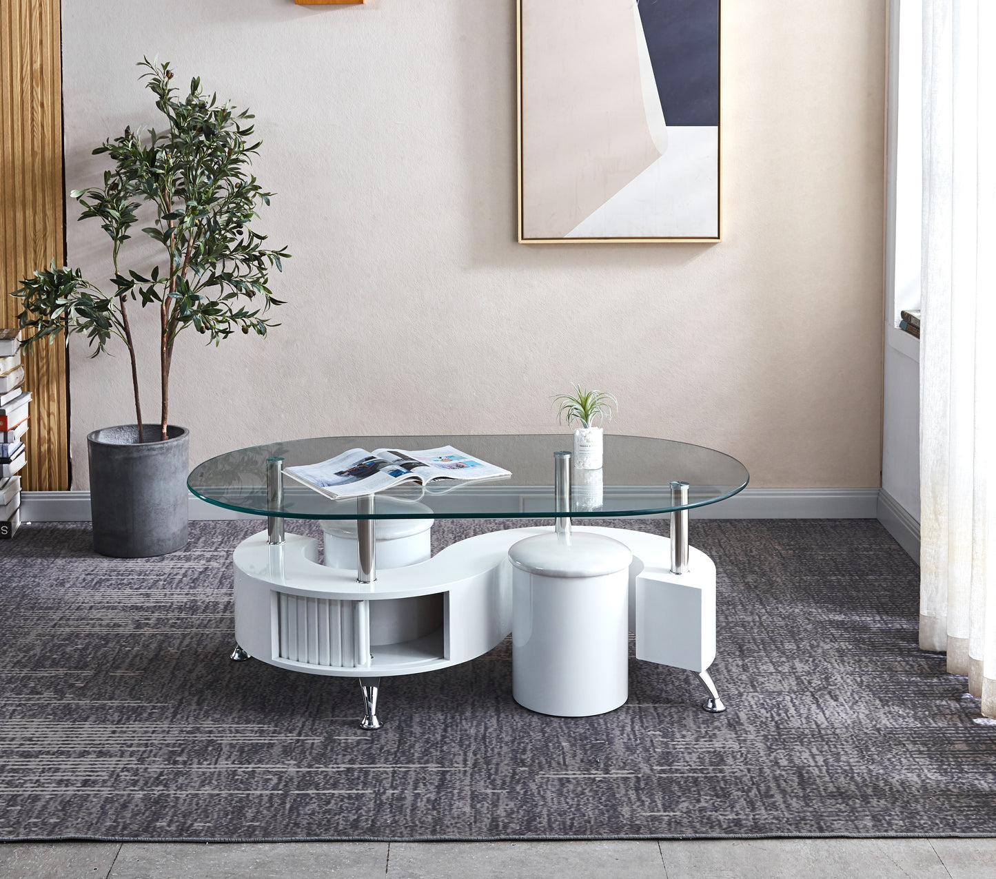 CT282 Oval Coffee Table with 2 Stools