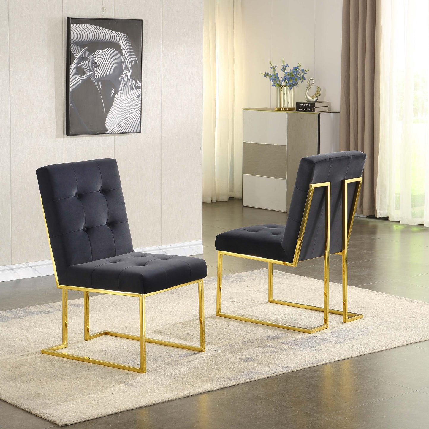 DCK69 Elegant Velvet Dining Chair Set of 2