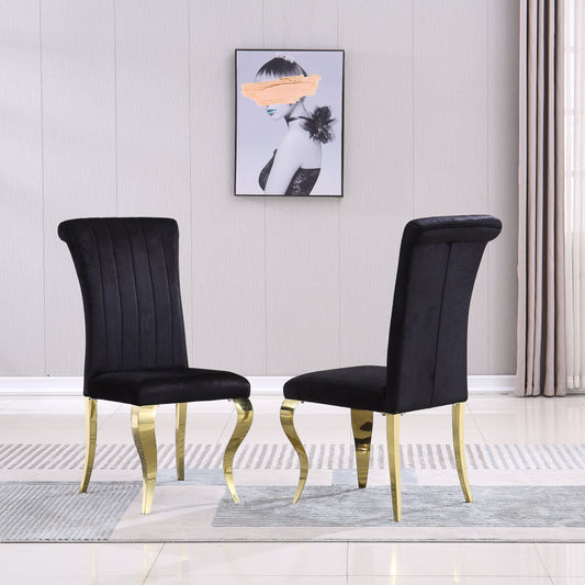 DCK86 Elegant Grey/Black Velvet Dining Chair Set of 2