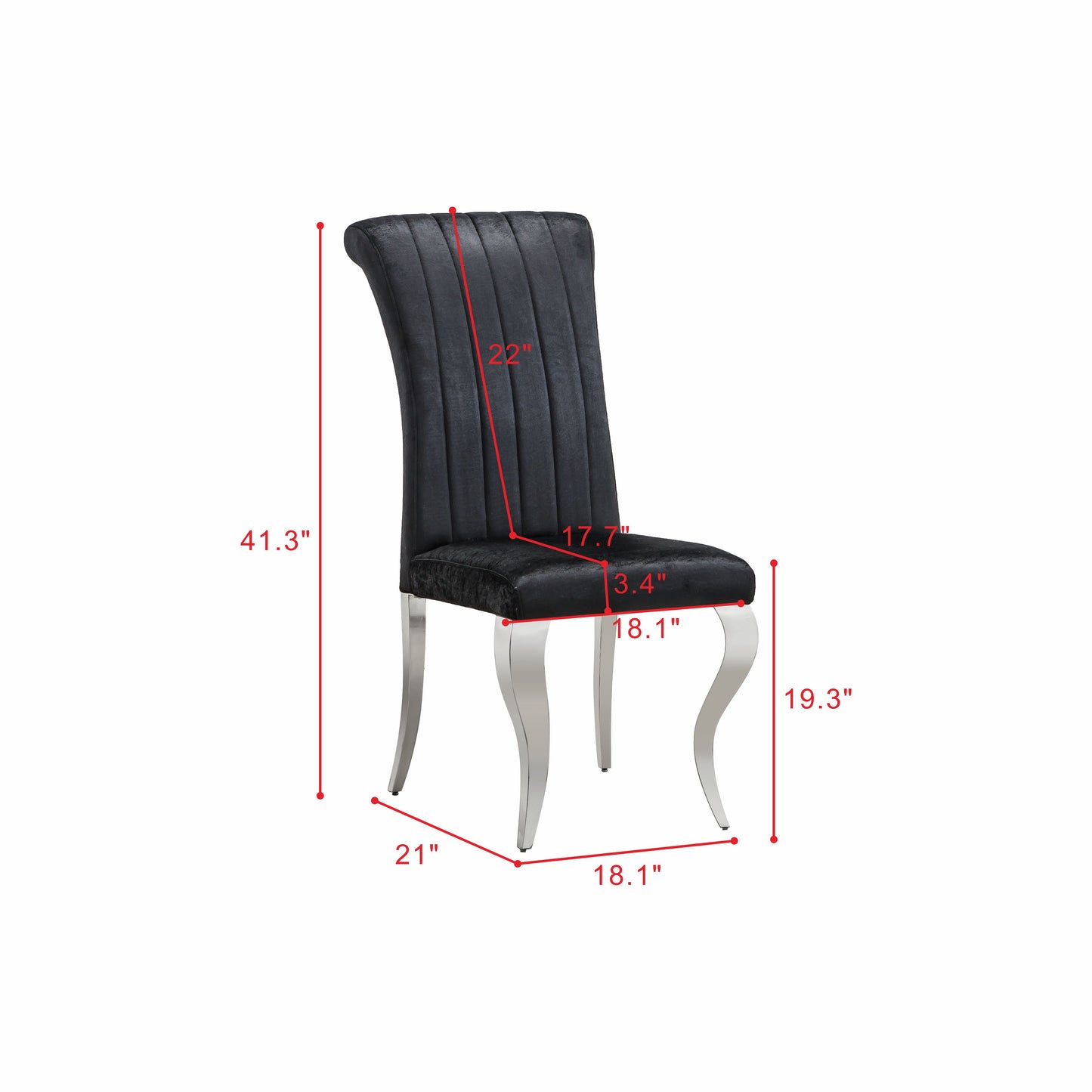 DCK86 Elegant Grey/Black Velvet Dining Chair Set of 2