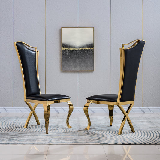 DCK99 Elegant Velvet & Leatherette Dining Chair Set of 2