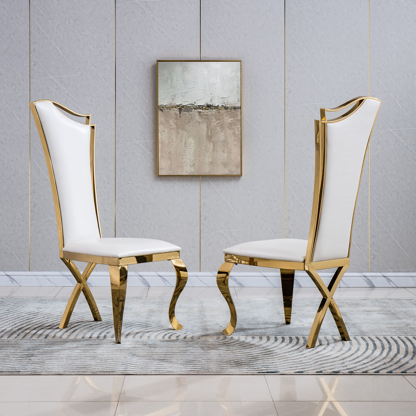 DCK99 Elegant Velvet & Leatherette Dining Chair Set of 2