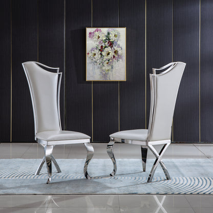 DCK99 Elegant Velvet & Leatherette Dining Chair Set of 2