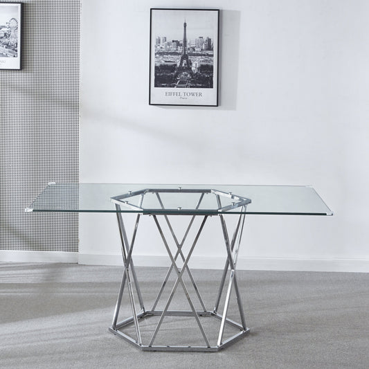 DT303 Modern Glass Top Rectangular Dining Table