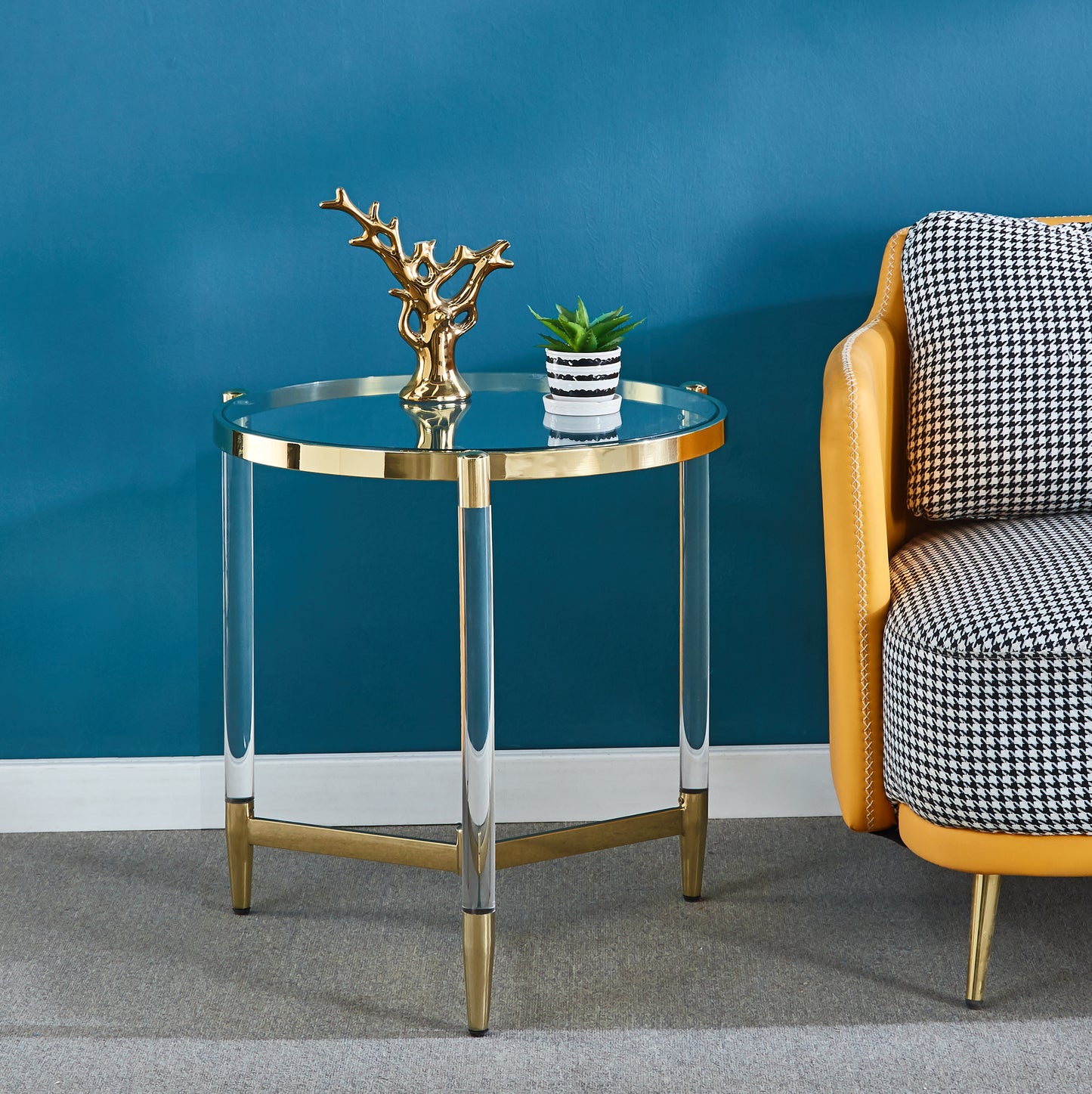 ET009 Elegant Gold Finish End Table