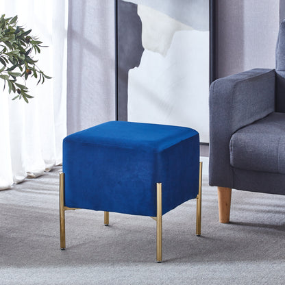 G02 Square Velvet Ottoman with Gold Stainless Steel Legs