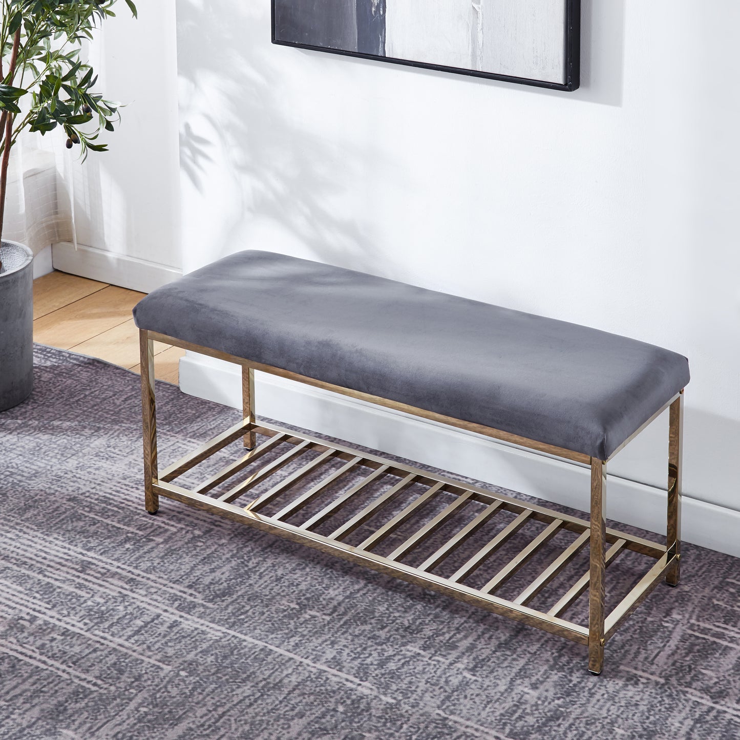 G82 Elegant Bench with Stainless Steel Base