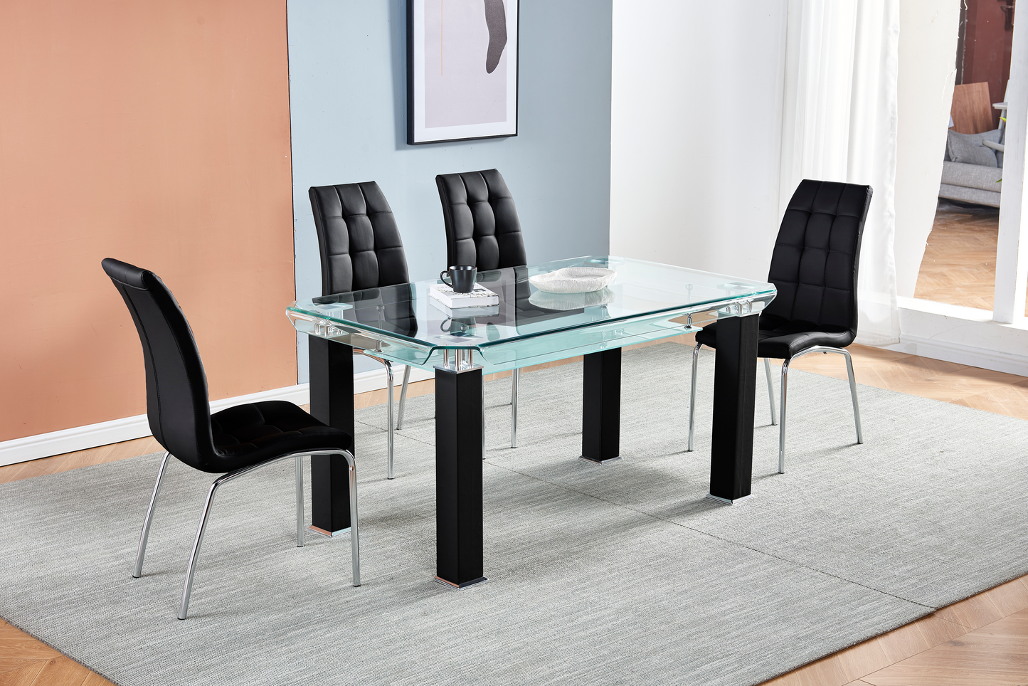 JD150 Rectangular Tempered Glass Dining Table