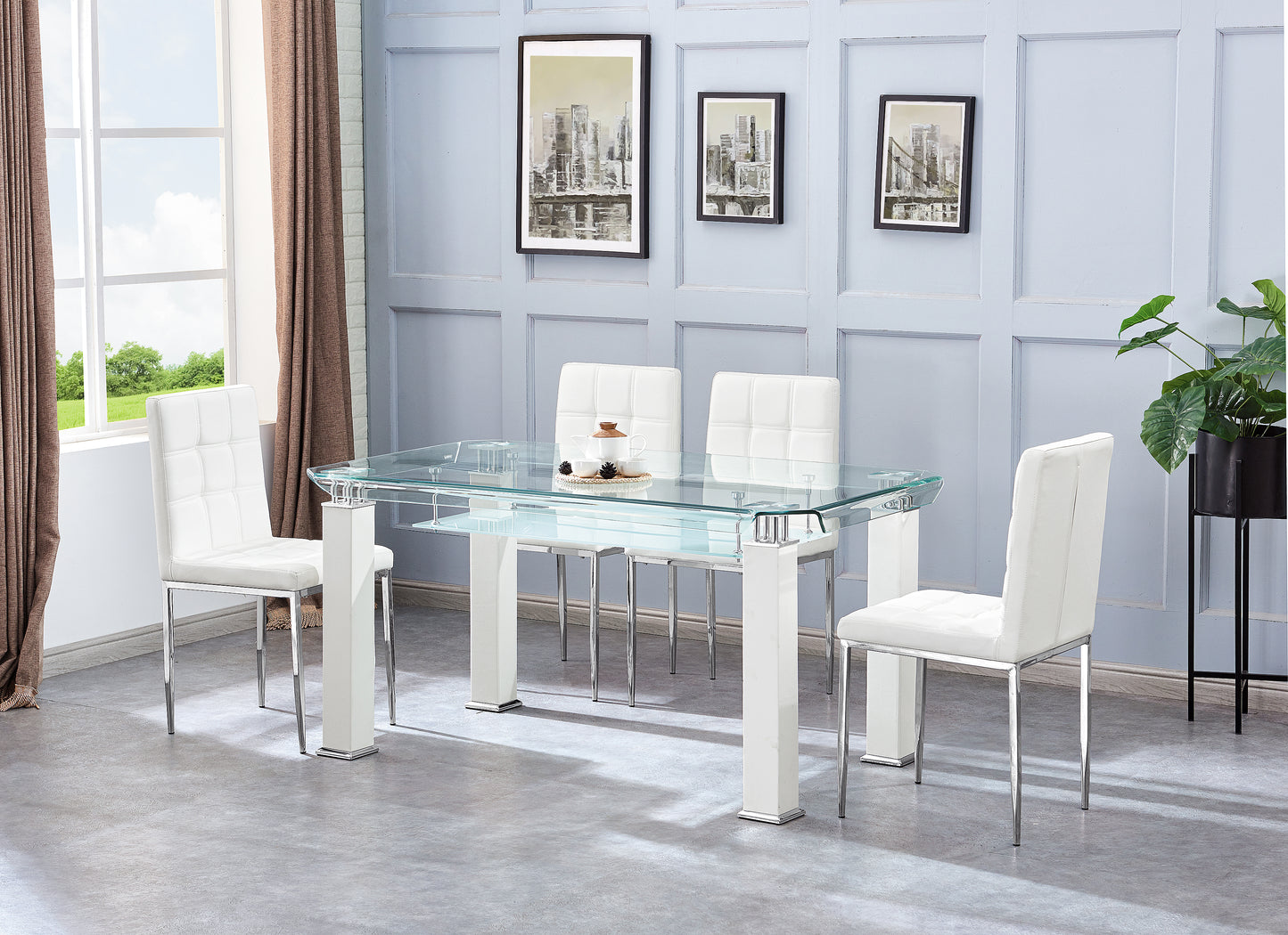 JD150 Rectangular Tempered Glass Dining Table