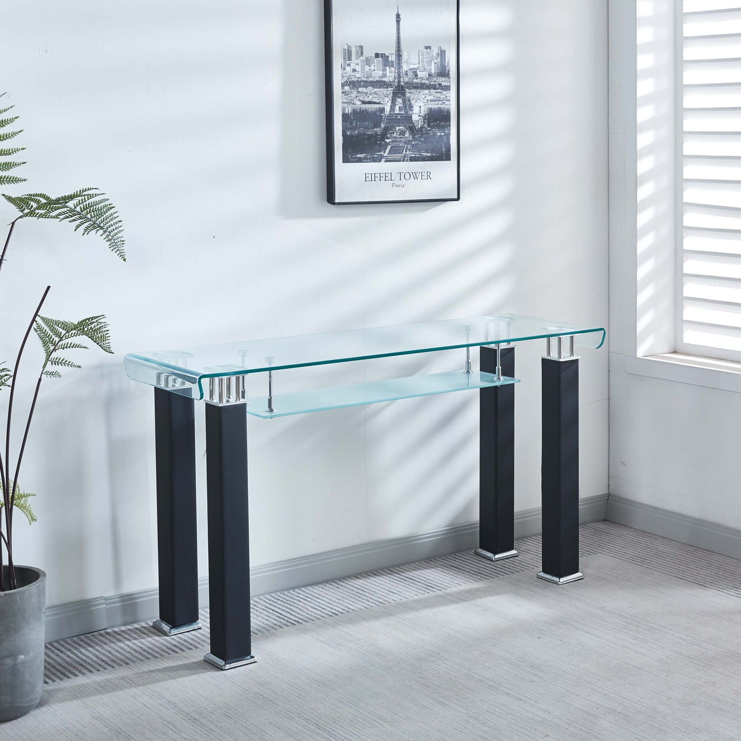 JD2 Modern Console Table with Tempered Glass