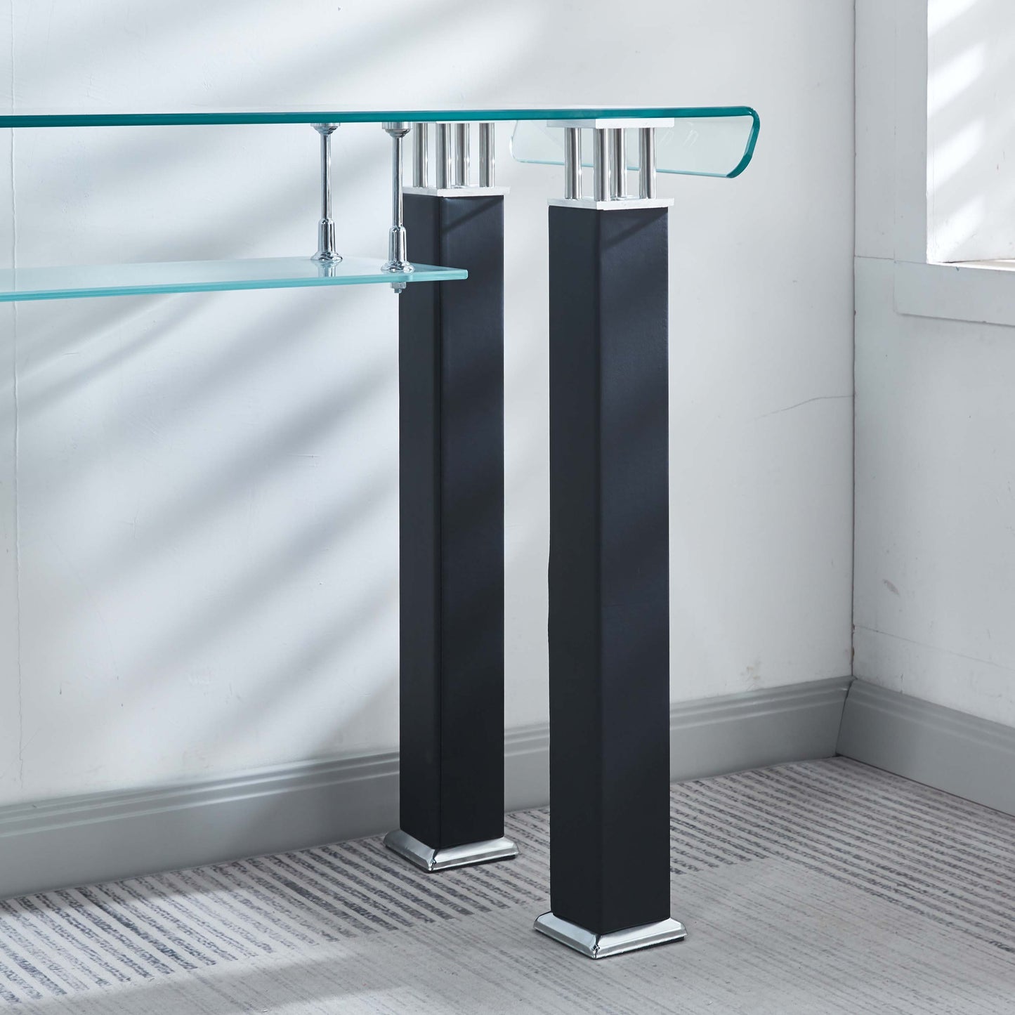 JD2 Modern Console Table with Tempered Glass