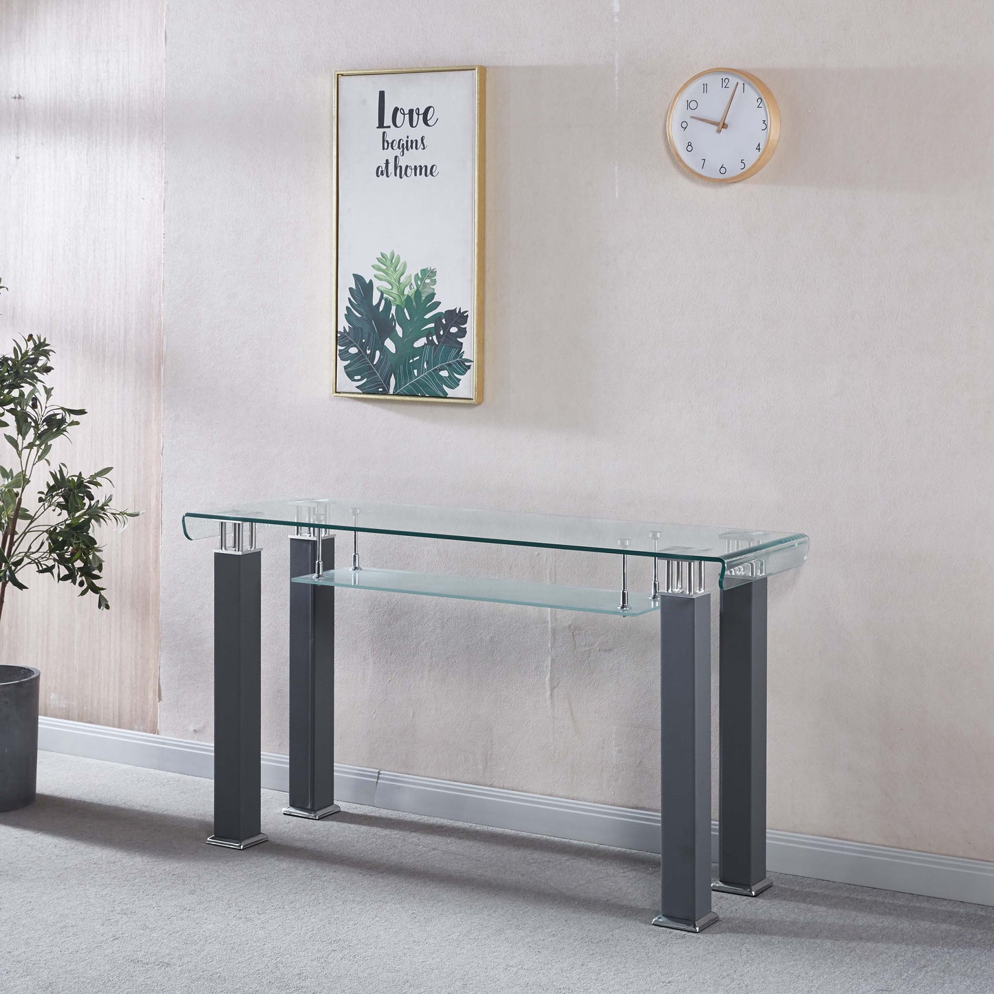 JD2 Modern Console Table with Tempered Glass