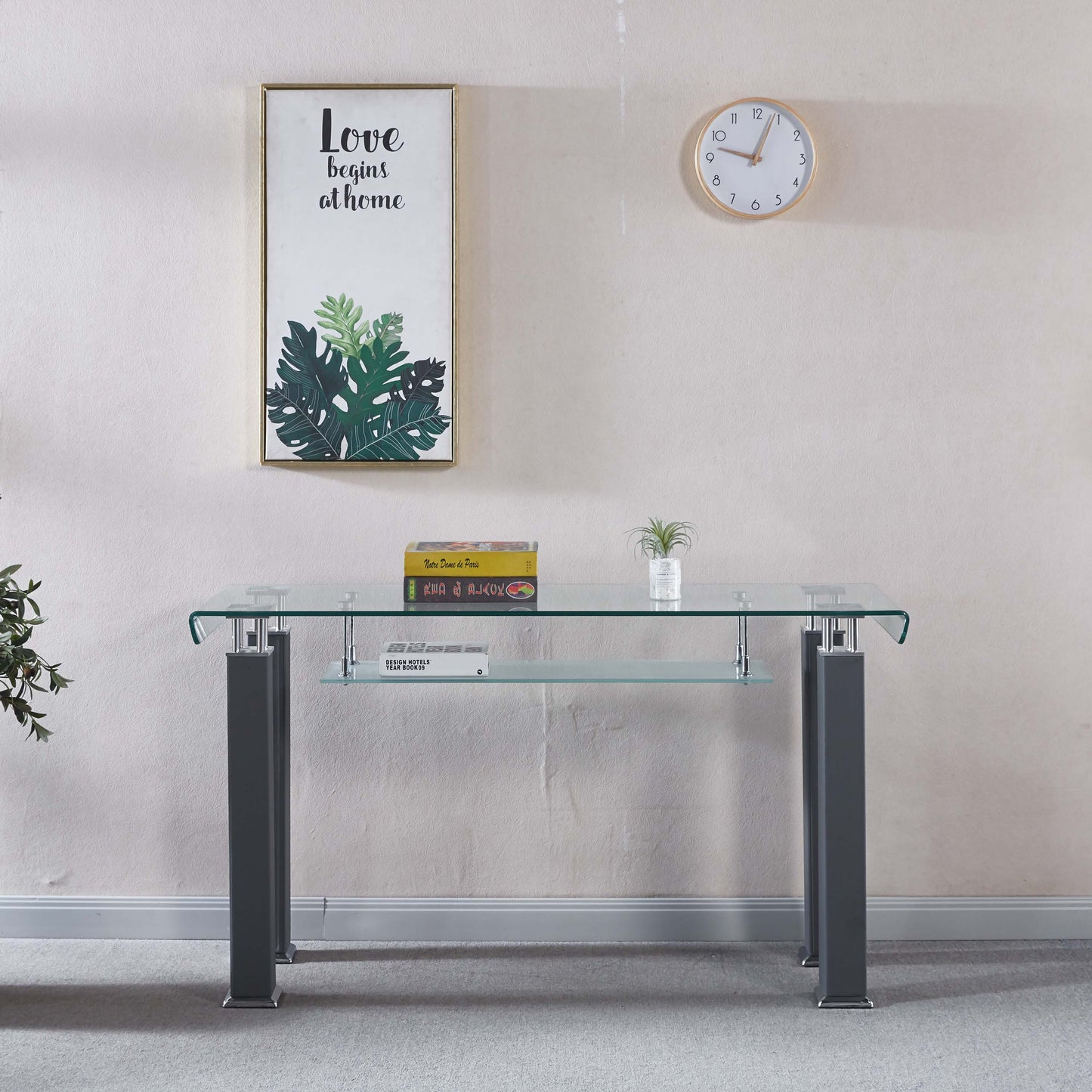 JD2 Modern Console Table with Tempered Glass