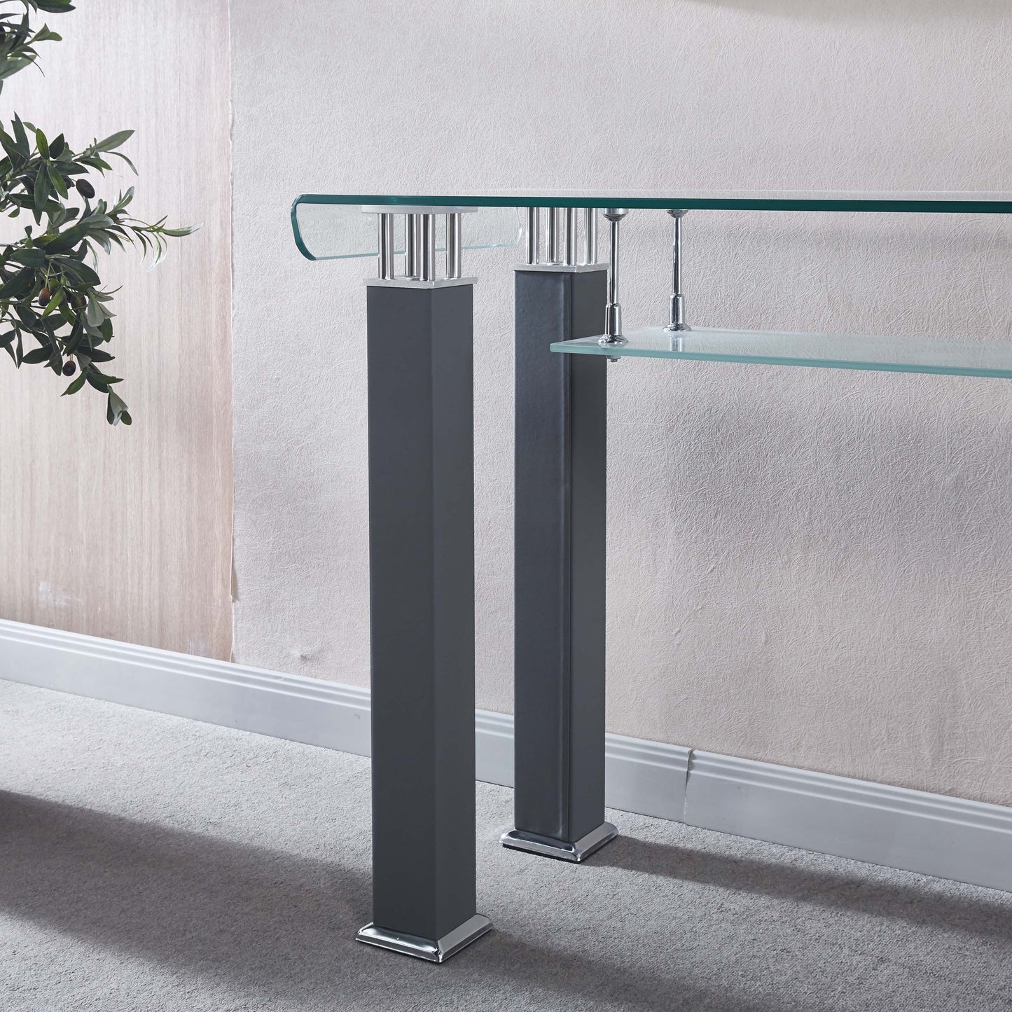 JD2 Modern Console Table with Tempered Glass