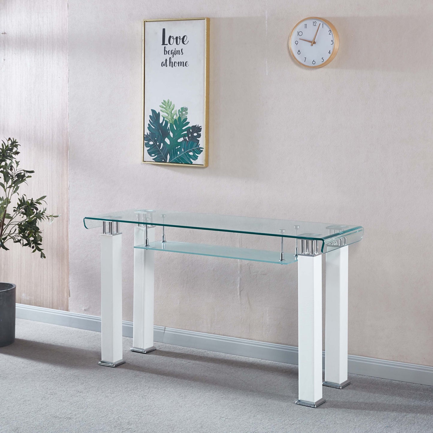 JD2 Modern Console Table with Tempered Glass