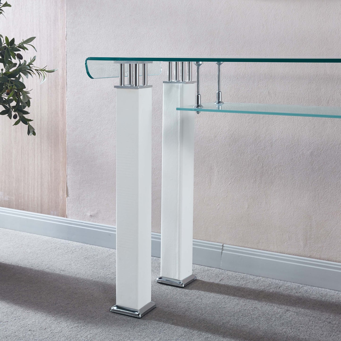 JD2 Modern Console Table with Tempered Glass