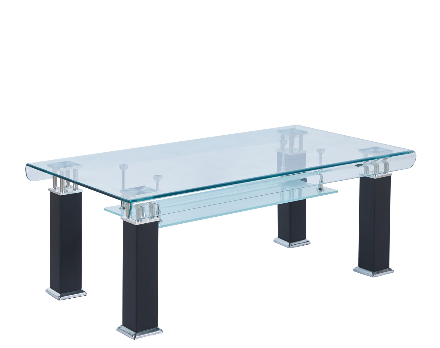 JD3 Modern Glass Coffee Table with Leatherette Accents