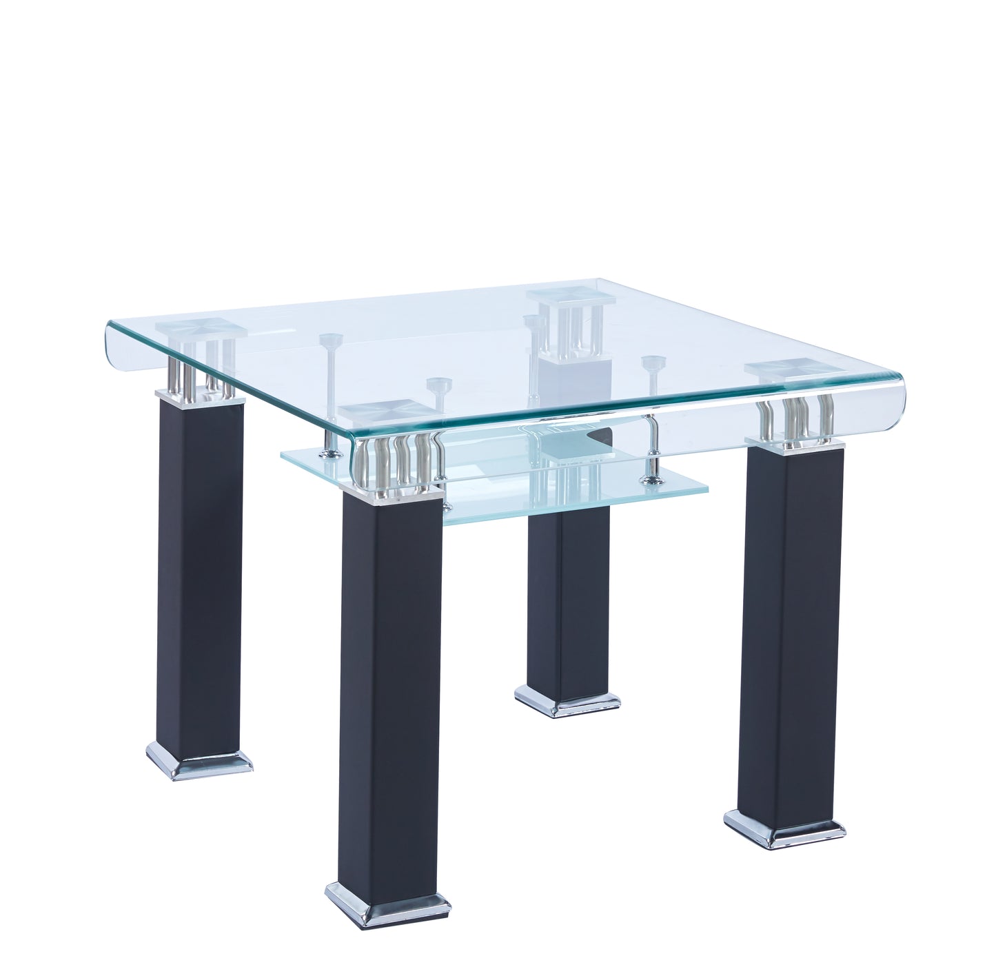 JD4 Modern End Table with Tempered Glass and Leatherette