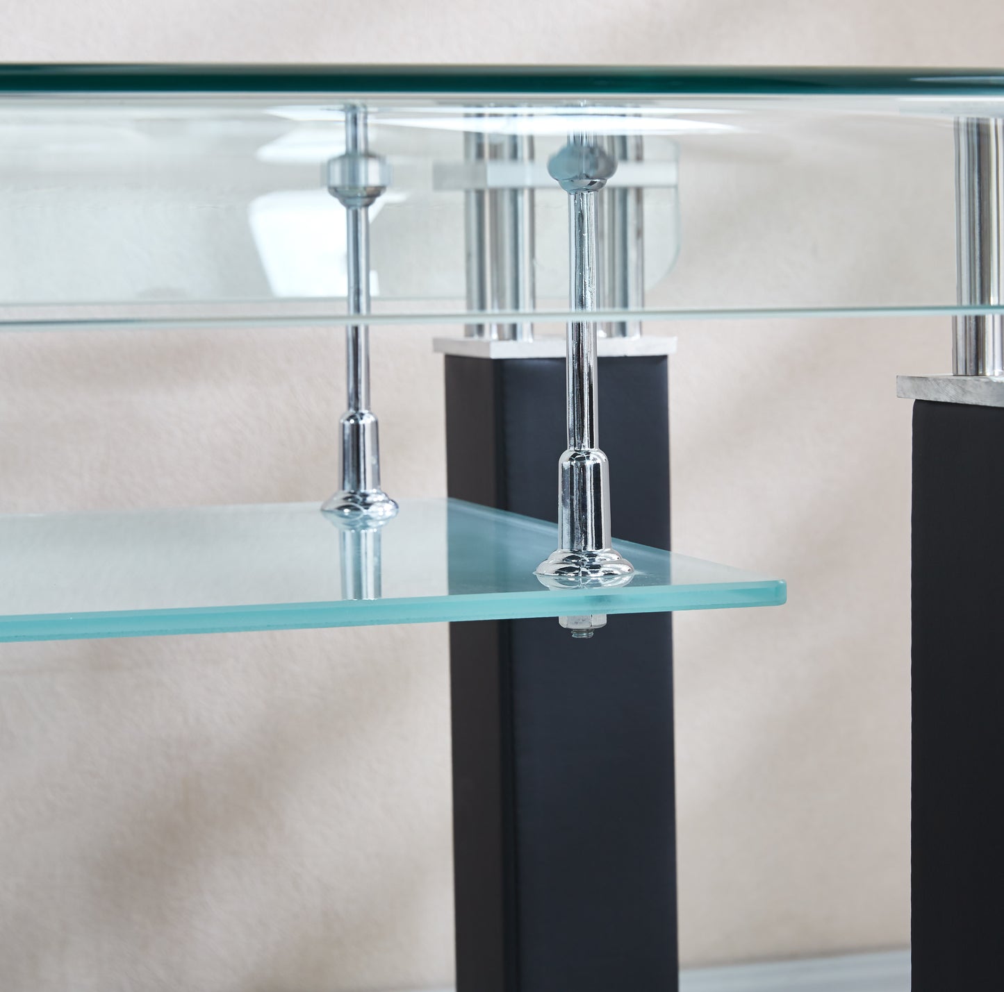 JD4 Modern End Table with Tempered Glass and Leatherette