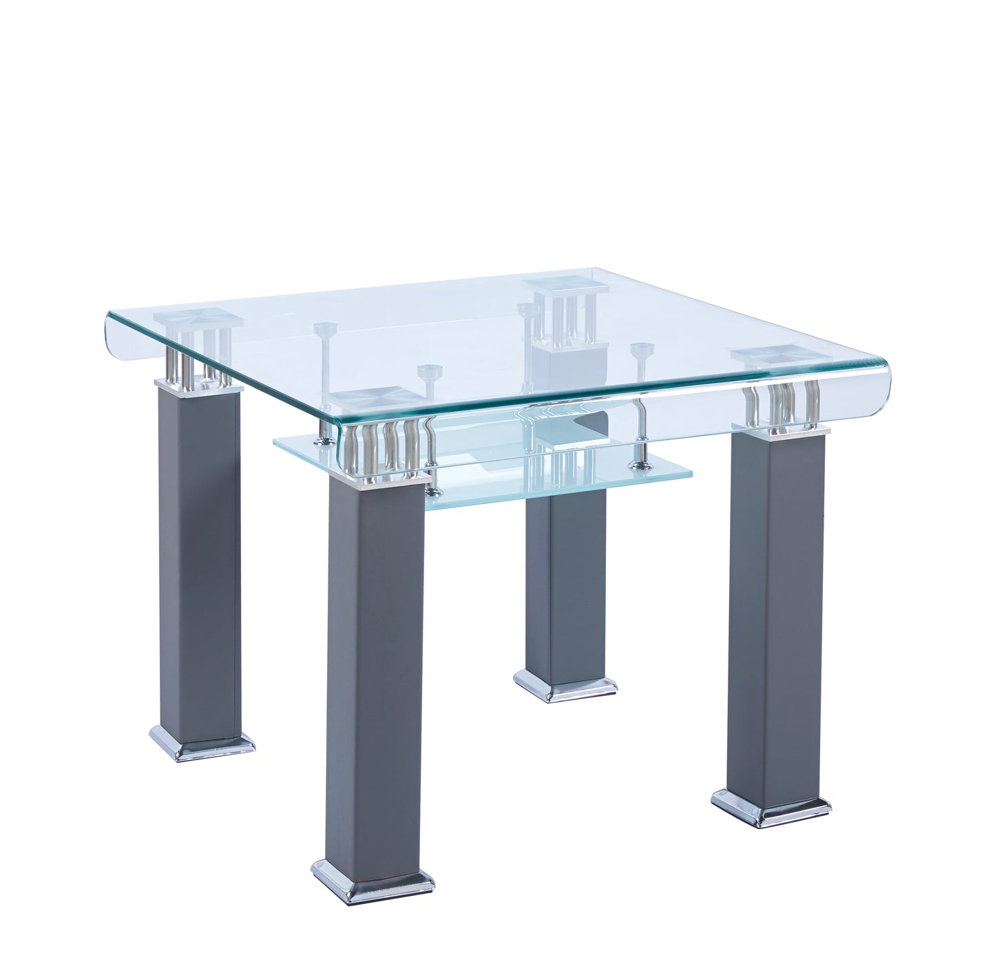 JD4 Modern End Table with Tempered Glass and Leatherette