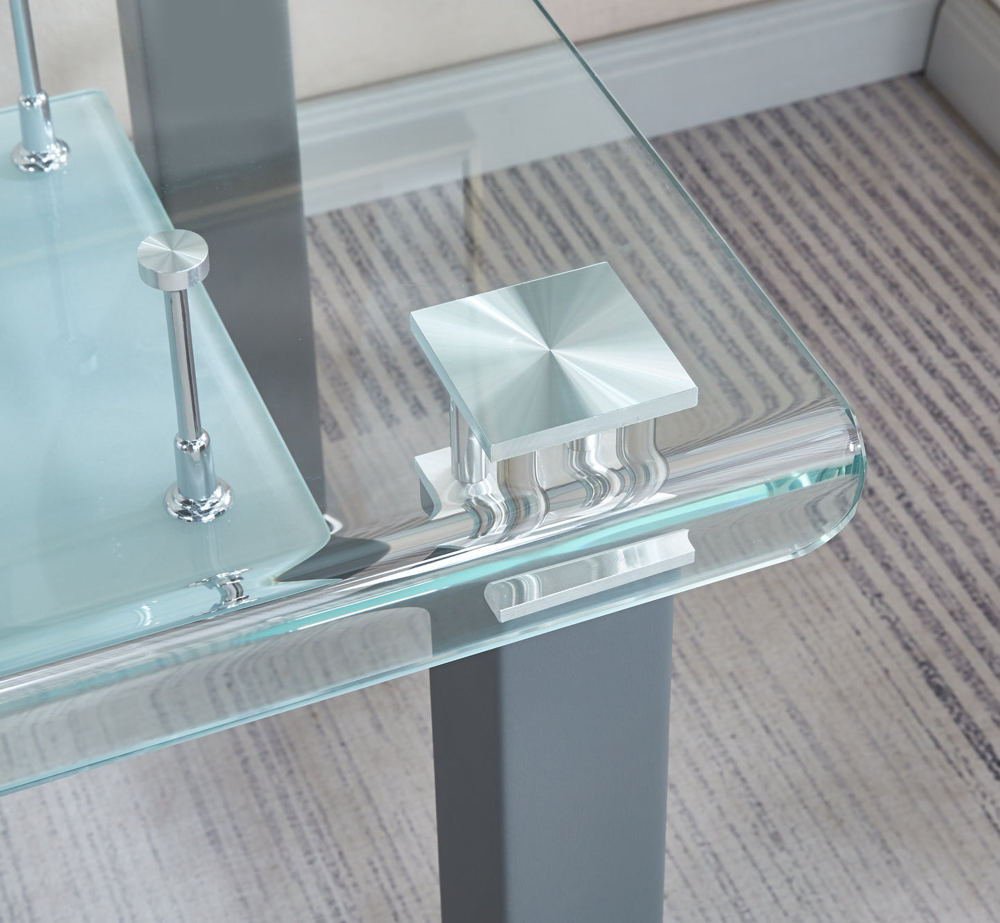 JD4 Modern End Table with Tempered Glass and Leatherette