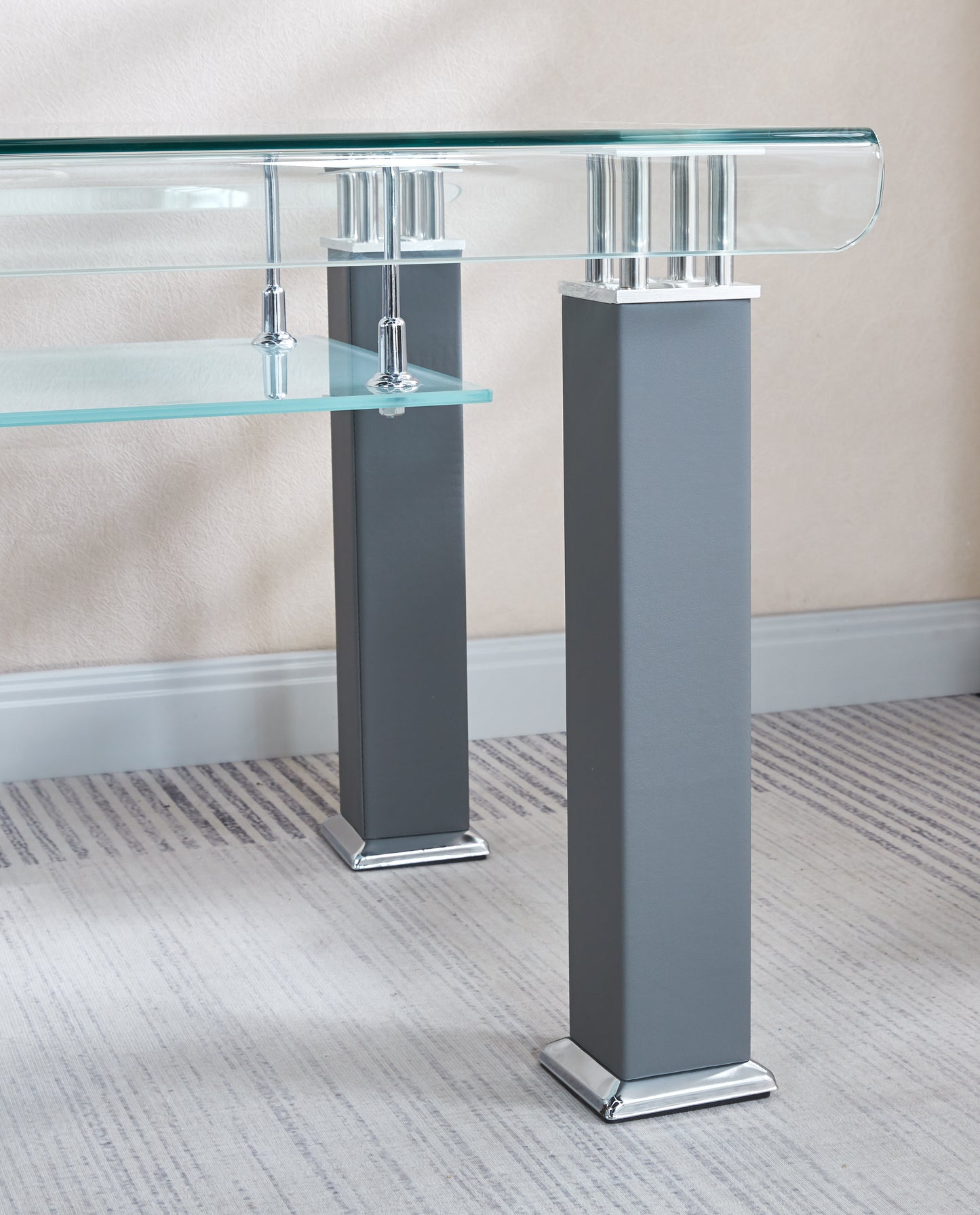 JD4 Modern End Table with Tempered Glass and Leatherette