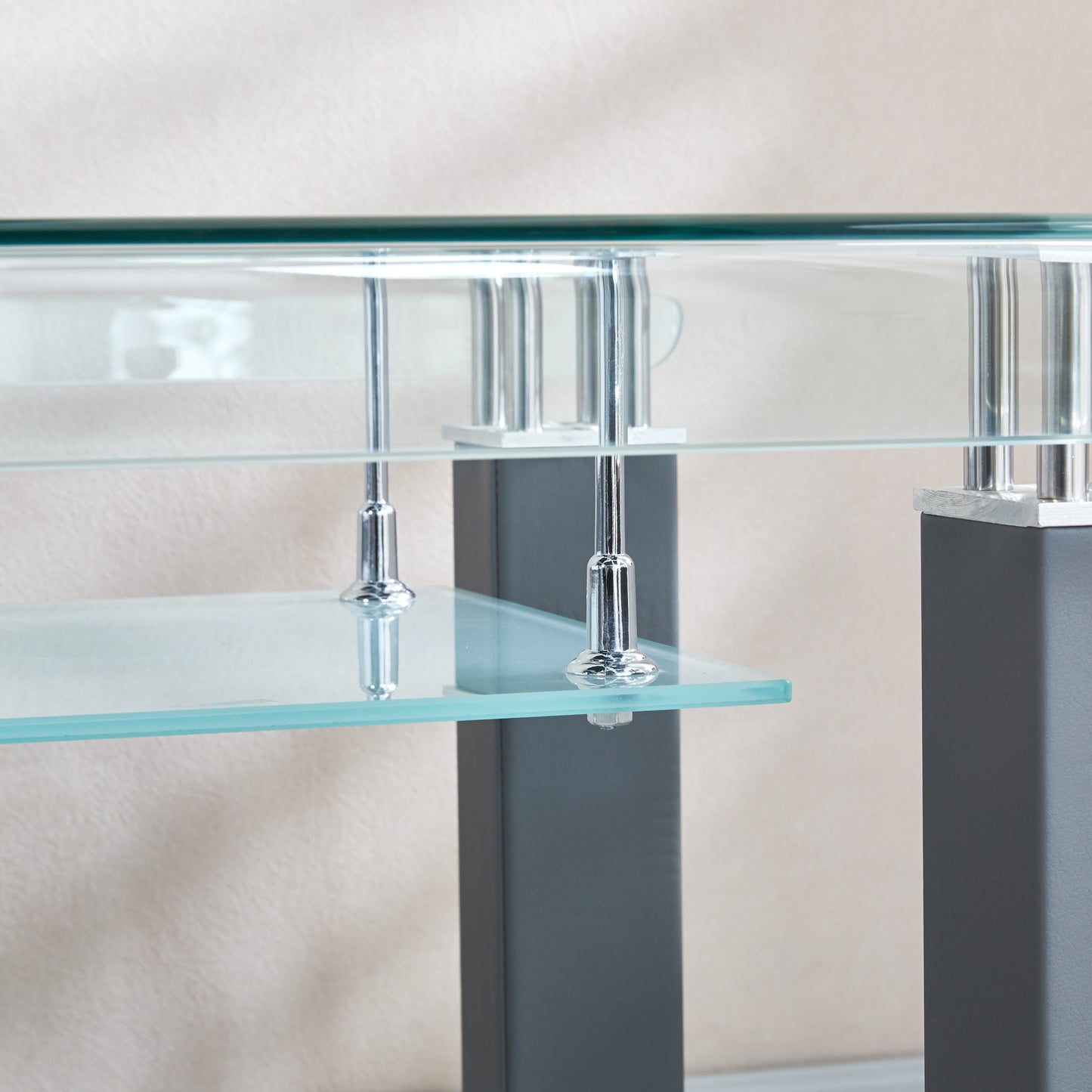 JD4 Modern End Table with Tempered Glass and Leatherette