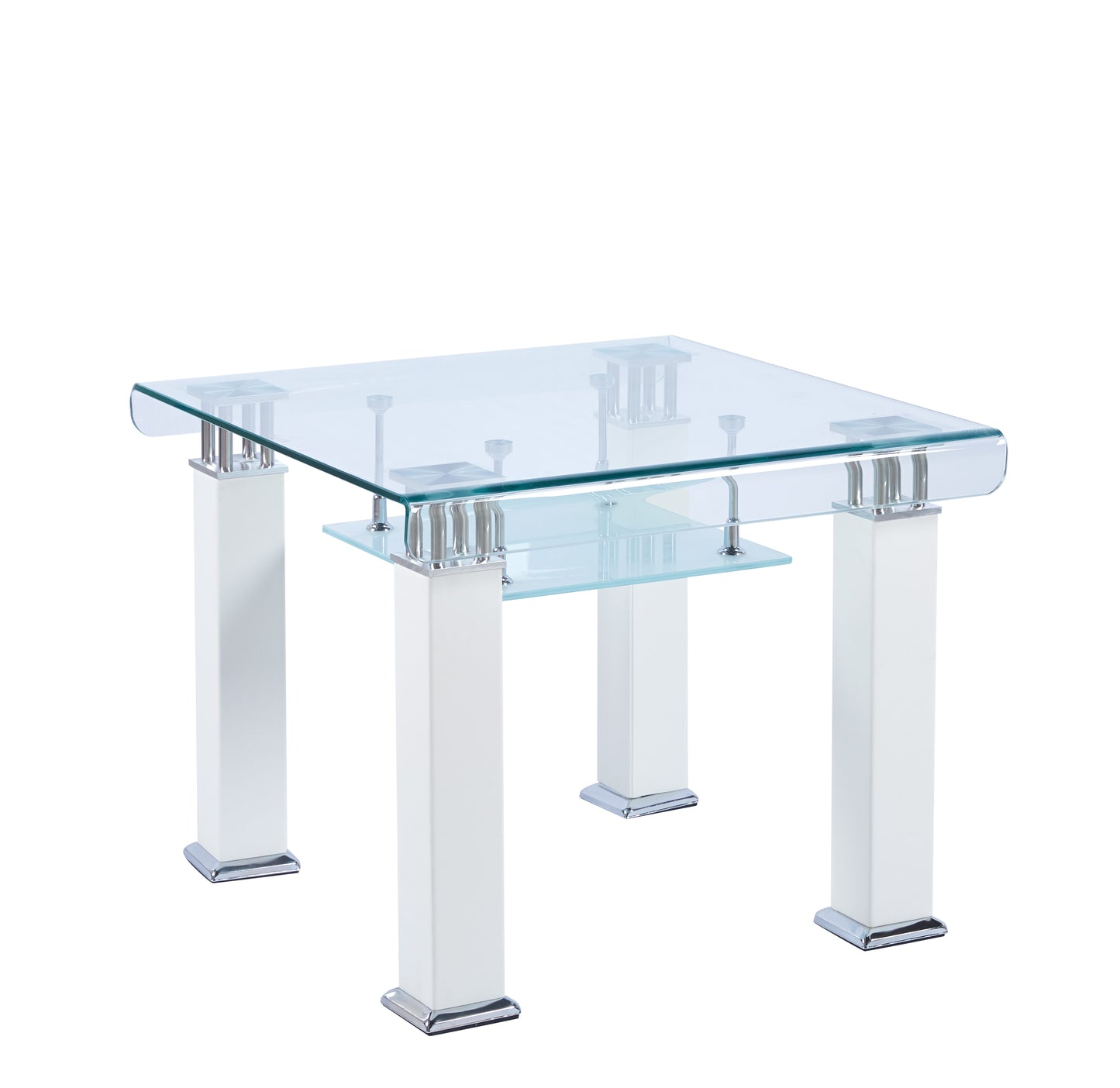 JD4 Modern End Table with Tempered Glass and Leatherette