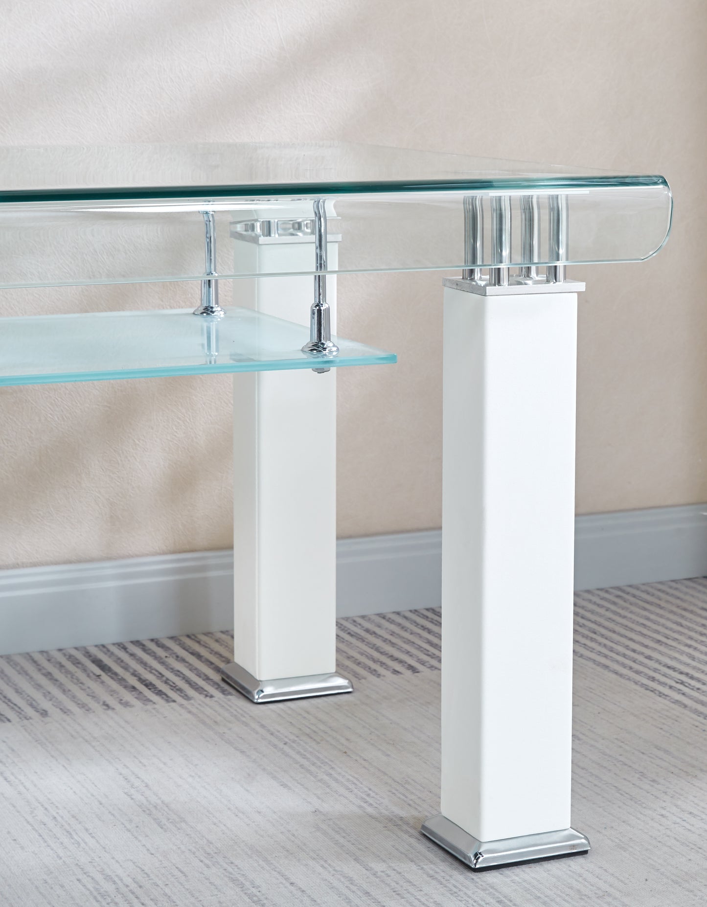 JD4 Modern End Table with Tempered Glass and Leatherette