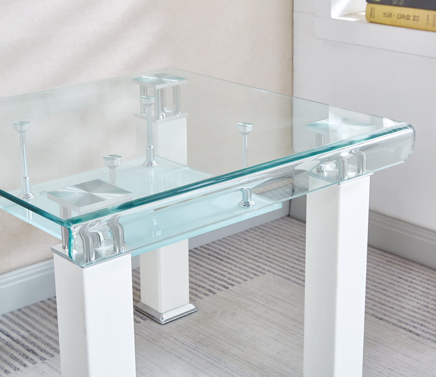 JD4 Modern End Table with Tempered Glass and Leatherette