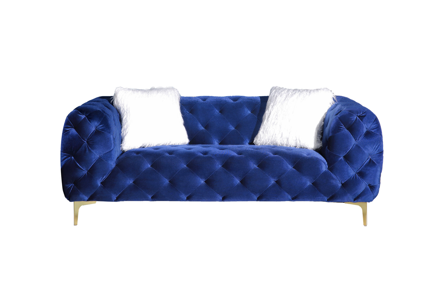 8037 Modern Velvet Loveseat/ Sofa with Wood Frame and Metal Legs