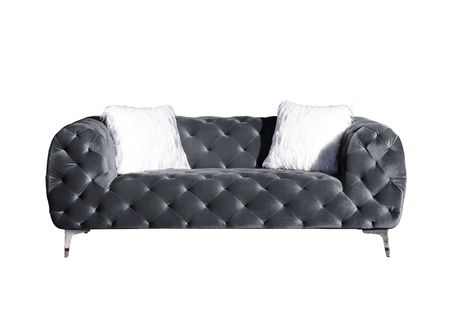 8037 Modern Velvet Loveseat/ Sofa with Wood Frame and Metal Legs