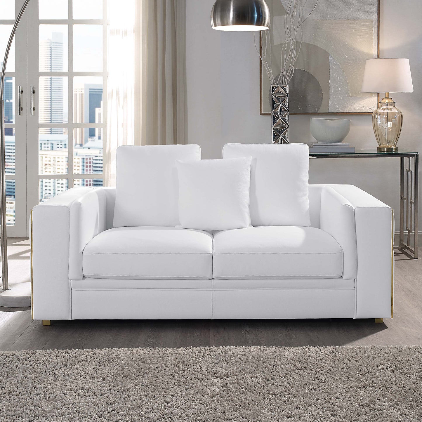 8047 Luxurious Top Grain Leather Sofa and Loveseat Set