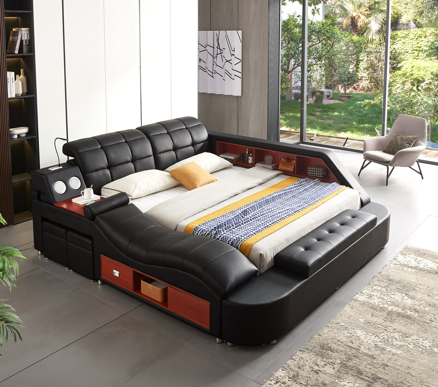 9012 Eastern King/Queen Leather Bed with Storage