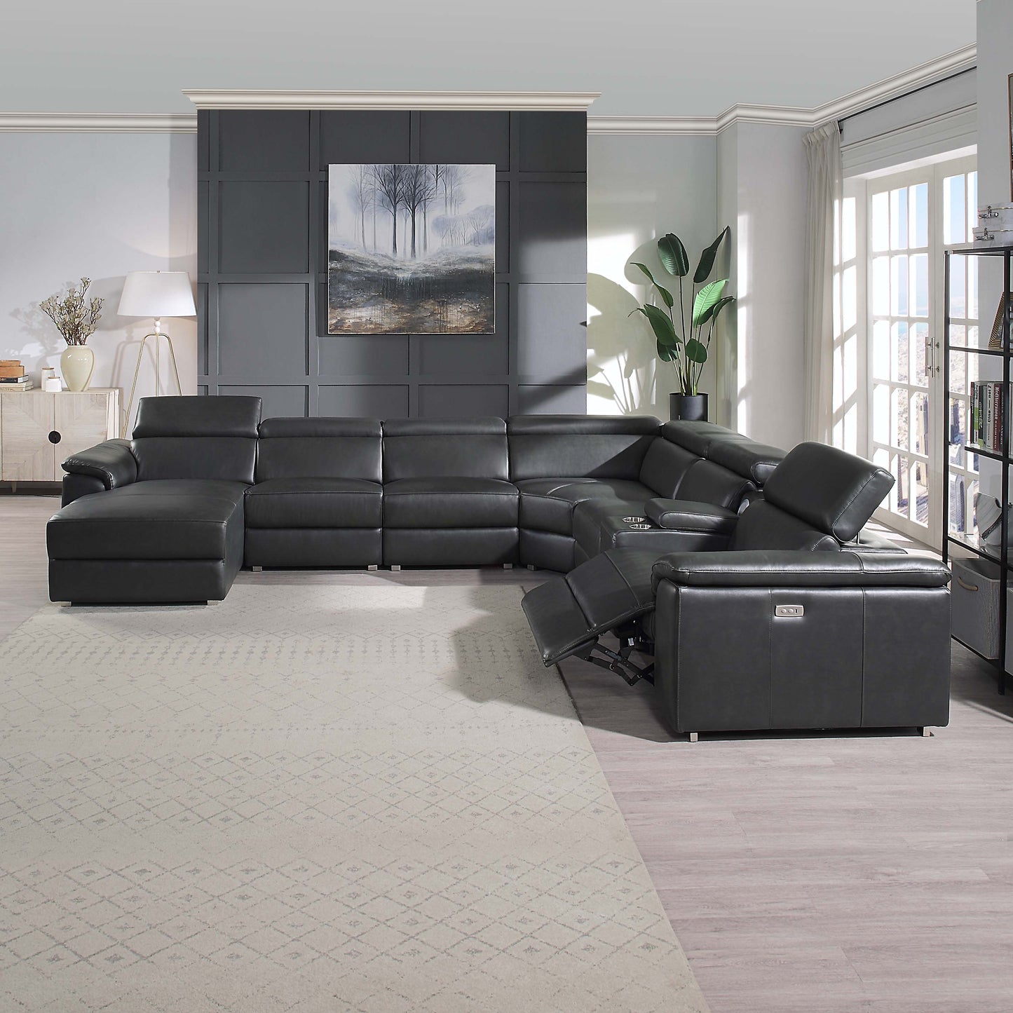 SEC 8044 Right/left Reclining Corner Sectional With Bluetooth Speakers & Usb Interface